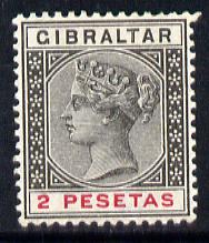 Gibraltar 1889-96 Spanish Currency 2p black & carmine mounted mint SG 32, stamps on , stamps on  qv , stamps on 