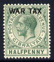 Gibraltar 1918 War Tax 1/2d green mounted mint SG 86, stamps on , stamps on  kg5 , stamps on 