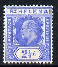 St Helena 1908-11 KE7 Key Plate 2.5d blue mounted mint SG64, stamps on , stamps on  stamps on , stamps on  stamps on  ke7 , stamps on  stamps on 
