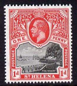 St Helena 1912-16 KG5 Pictorial 1d black & carmine mounted mint SG73, stamps on , stamps on  stamps on , stamps on  stamps on  kg5 , stamps on  stamps on 