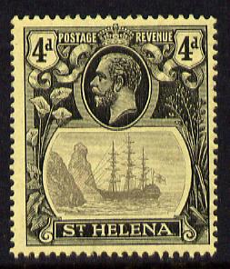St Helena 1922-37 KG5 Badge MCA 4d mounted mint SG 92, stamps on , stamps on  stamps on , stamps on  stamps on  kg5 , stamps on  stamps on ships