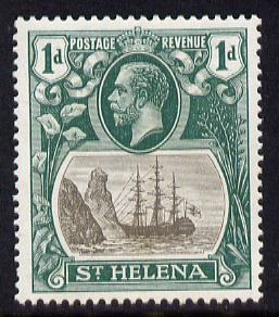 St Helena 1922-37 KG5 Badge Script 1d mounted mint SG 98, stamps on , stamps on  kg5 , stamps on ships