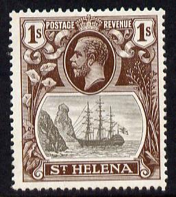 St Helena 1922-37 KG5 Badge Script 1s mounted mint SG 106, stamps on , stamps on  kg5 , stamps on ships