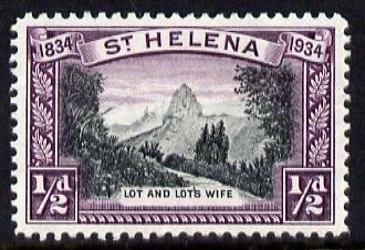 St Helena 1934 KG5 Centenary 1/2d mounted mint SG 114, stamps on , stamps on  kg5 , stamps on ships