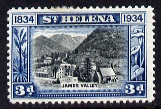 St Helena 1934 KG5 Centenary 3d mounted mint SG 118, stamps on , stamps on  stamps on , stamps on  stamps on  kg5 , stamps on  stamps on ships