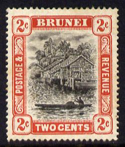 Brunei 1907-10 River Scene MCA 2c grey-black & scarlet mounted mint SG 24, stamps on rivers