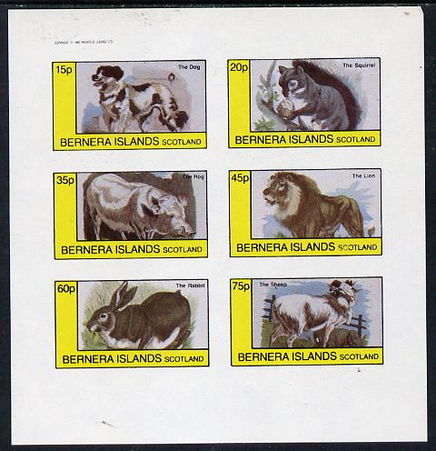 Bernera 1982 Animals (Dog, Lion, Sheep, etc) imperf set of 6 values (15p to 75p) unmounted mint, stamps on animals    dogs    cats