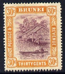 Brunei 1908-22 River Scene MCA 30c purple & orange-yellow mounted mint SG 44, stamps on rivers