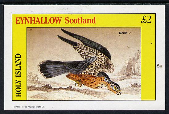 Eynhallow 1982 Merlin imperf deluxe sheet (Â£2 value) unmounted mint, stamps on birds, stamps on birds of prey