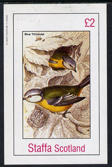 Staffa 1982 Birds #24 (Blue Tit) imperf deluxe sheet (Â£2 value) unmounted mint, stamps on birds