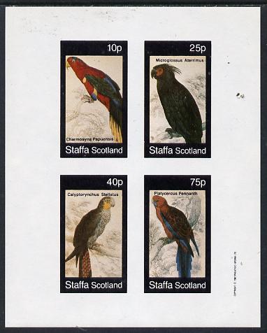 Staffa 1982 Parrots #02 imperf  set of 4 values (10p to 75p) unmounted mint, stamps on birds    parrots