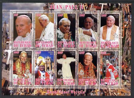 Chad 2012 Pope John Paul II #2 perf sheetlet containing 10 values unmounted mint, stamps on personalities, stamps on pope, stamps on popes, stamps on religion