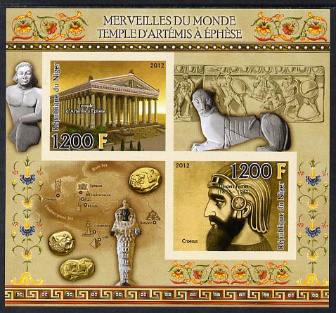 Niger Republic  2012 Wonders of the World - Temple of Artemis imperf sheetlet containing 2 values unmounted mint , stamps on history, stamps on heritage, stamps on ancient greece, stamps on mythology