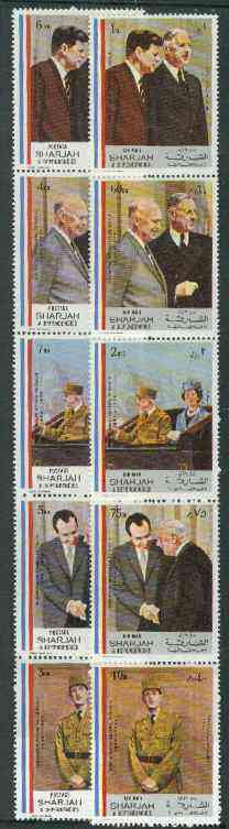 Sharjah 1972 Charles de Gaulle set of 10 unmounted mint, Mi 814-23A), stamps on constitutions, stamps on personalities     de gaulle      eisenhower     nixon       kennedy          usa-presidents, stamps on bridge (card game)     , stamps on personalities, stamps on de gaulle, stamps on  ww1 , stamps on  ww2 , stamps on militaria