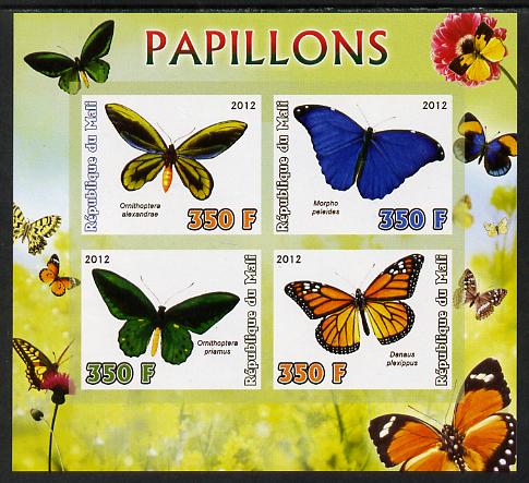 Mali 2012 Fauna - Butterflies imperf sheetlet containing 4 values unmounted mint, stamps on butterflies, stamps on 