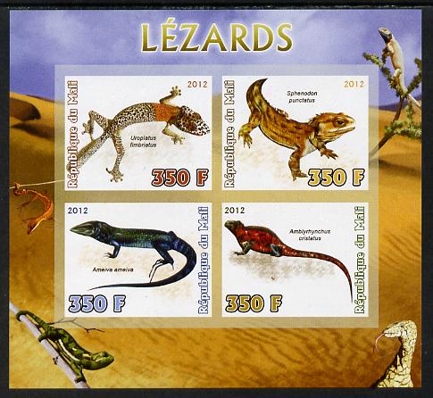 Mali 2012 Fauna - Lizards imperf sheetlet containing 4 values unmounted mint, stamps on reptiles, stamps on lizards