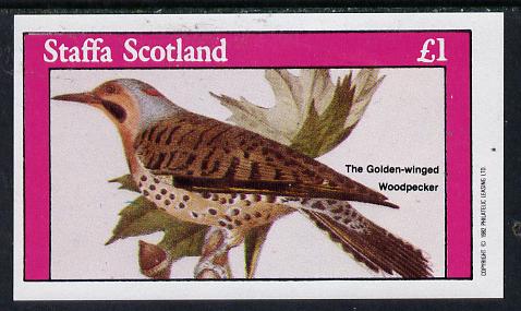 Staffa 1982 Golden Winged Woodpecker imperf souvenir sheet (Â£1 value) unmounted mint, stamps on birds    woodpecker
