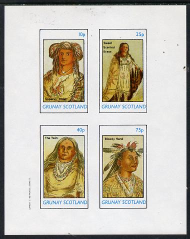 Grunay 1982 N American Indians imperf set of 4 values unmounted mint  , stamps on cultures    indians   americana, stamps on wild-west, stamps on wild west
