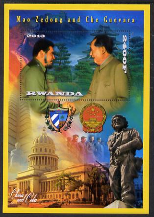 Rwanda 2013 Mao Tse-tung & Che Guevara perf deluxe sheet containing 1 value unmounted mint, stamps on personalities, stamps on constitutions, stamps on , stamps on mao tse-tung, stamps on  mao , stamps on 