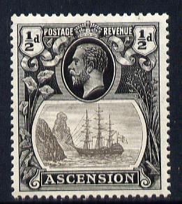 Ascension 1924-33 KG5 Badge 1/2d grey-black & grey mounted mint SG 10, stamps on , stamps on  kg5 , stamps on badge, stamps on ships