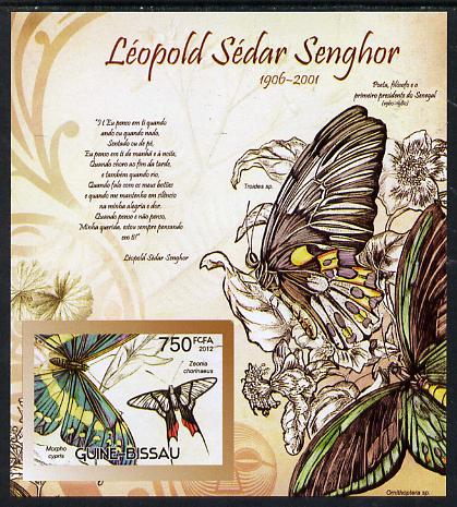 Guinea - Bissau 2012 Commemorating Leopold Sedar Senghor - Butterflies #2 imperf deluxe sheet unmounted mint. Note this item is privately produced and is offered purely o..., stamps on personalities, stamps on constitutions, stamps on butterflies