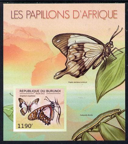 Burundi 2012 Butterflies #2 imperf deluxe sheet unmounted mint, stamps on butterflies