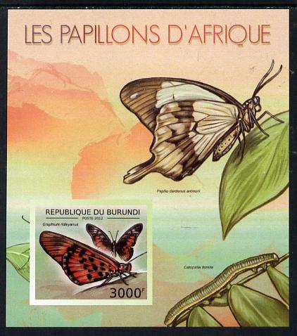 Burundi 2012 Butterflies #3 imperf deluxe sheet unmounted mint, stamps on butterflies