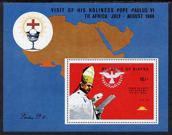 Nigeria - Biafra 1969 Visit of Pope Paul 10s perf m/sheet unmounted mint (see note after SG 42), stamps on pope, stamps on popes, stamps on maps