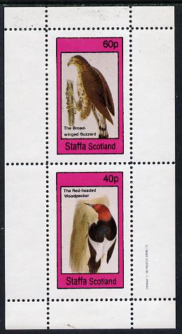 Staffa 1982 Birds #29 (Woodpecker & Buzzard) perf  set of 2 values (40p & 60p) unmounted mint, stamps on , stamps on  stamps on birds   birds of prey    woodpecker