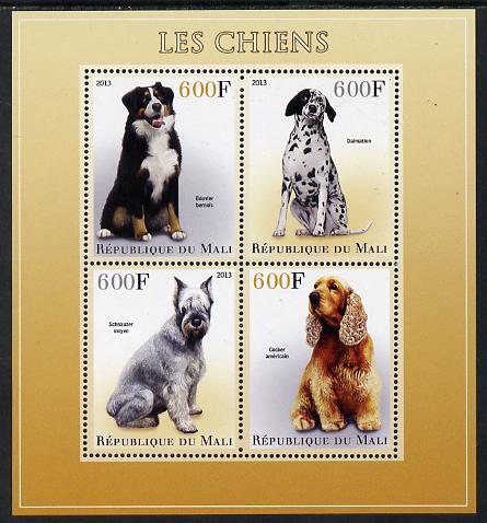 Mali 2013 Dogs perf sheetlet containing 4 values unmounted mint, stamps on dogs