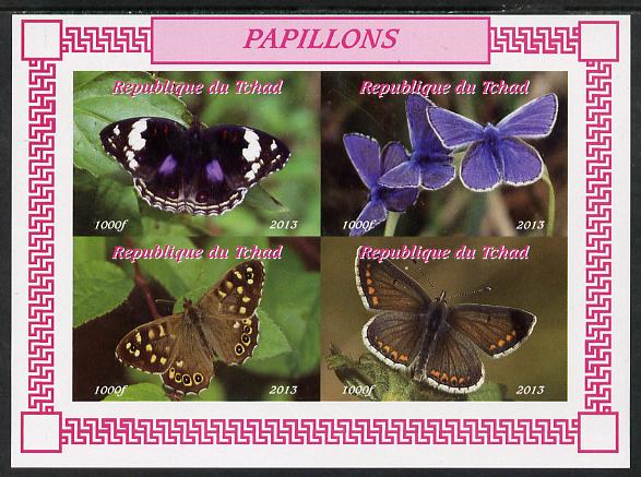 Chad 2013 Butterflies #02 imperf sheetlet containing 4 values unmounted mint. Note this item is privately produced and is offered purely on its thematic appeal, stamps on butterflies