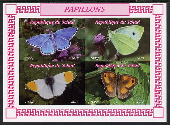 Chad 2013 Butterflies #03 imperf sheetlet containing 4 values unmounted mint. Note this item is privately produced and is offered purely on its thematic appeal, stamps on butterflies