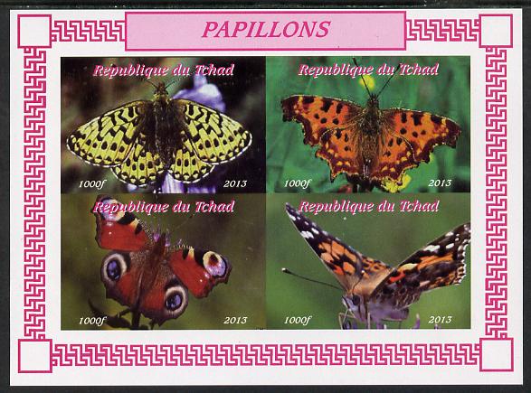 Chad 2013 Butterflies #04 imperf sheetlet containing 4 values unmounted mint. Note this item is privately produced and is offered purely on its thematic appeal, stamps on , stamps on  stamps on butterflies
