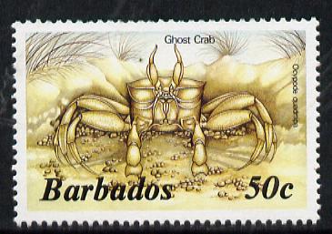 Barbados 1986 Ghost Crab 50c (from Marine Life def set) without imprint date, SG 803A, stamps on marine-life