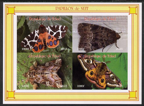 Chad 2013 Moths #3 imperf sheetlet containing 4 values unmounted mint. Note this item is privately produced and is offered purely on its thematic appeal, stamps on butterflies