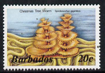 Barbados 1986 Christmas Tree Worm 20c (from Marine Life def set) without imprint date, SG 798A unmounted mint, stamps on marine-life