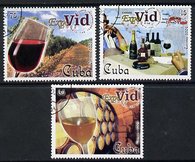 Cuba 2002 Expovid Wine Festival set of 3 fine cto used SG 4573-75, stamps on wine, stamps on alcohol, stamps on drink