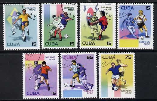 Cuba 2002 Football World Cup short set of 7 fine cto used SG 4559-65, stamps on football