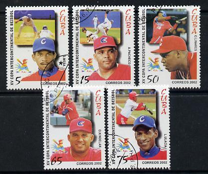 Cuba 2002 Baseball Championship set of 5 fine cto used SG 4607-11, stamps on sport, stamps on baseball