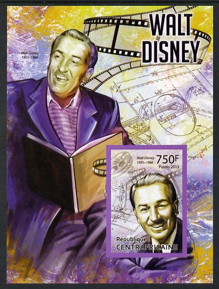 Central African Republic 2013 Walt Disney #1 imperf m/sheet unmounted mint. Note this item is privately produced and is offered purely on its thematic appeal, stamps on personalities, stamps on disney, stamps on movies, stamps on cinema, stamps on cartoons, stamps on films