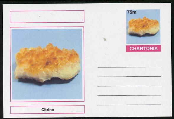 Chartonia (Fantasy) Minerals - Citrine postal stationery card unused and fine, stamps on minerals