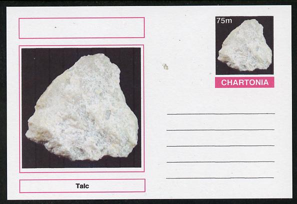 Chartonia (Fantasy) Minerals - Talc postal stationery card unused and fine, stamps on minerals