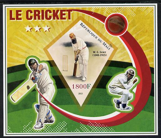 Mali 2013 Cricket imperf s/sheet containing one diamond shaped value unmounted mint, stamps on cricket