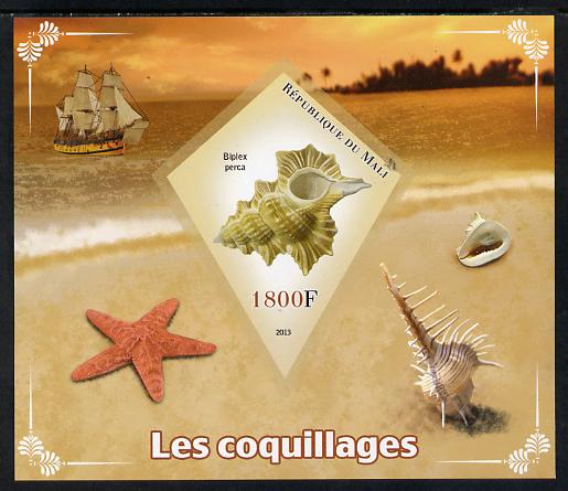 Mali 2013 Shells imperf s/sheet containing one diamond shaped value unmounted mint, stamps on shells, stamps on marine life