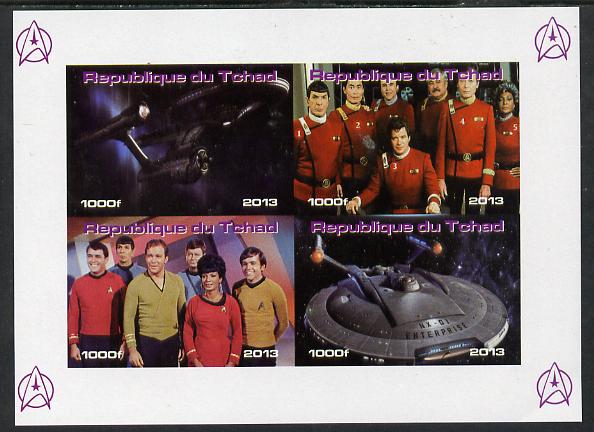 Chad 2013 Star Trek #4 imperf sheetlet containing 4 vals unmounted mint. Note this item is privately produced and is offered purely on its thematic appeal. , stamps on sci-fi, stamps on films, stamps on  tv , stamps on films, stamps on cinema, stamps on movies