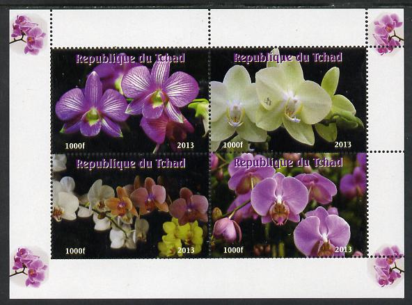 Chad 2013 Orchids perf sheetlet containing 4 vals unmounted mint. Note this item is privately produced and is offered purely on its thematic appeal. , stamps on , stamps on  stamps on flowers, stamps on  stamps on orchids