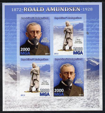 Madagascar 2013 Roald Amundsen imperf sheetlet containing 4 values unmounted mint, stamps on personalities, stamps on explorers, stamps on polar