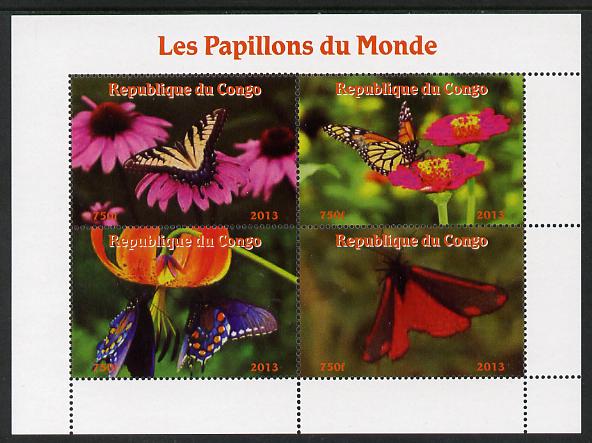 Congo 2013 Butterflies of the World #2 perf sheetlet containing four values unmounted mint. Note this item is privately produced and is offered purely on its thematic appeal, stamps on butterflies