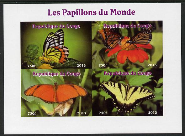 Congo 2013 Butterflies of the World #6 imperf sheetlet containing four values unmounted mint. Note this item is privately produced and is offered purely on its thematic appeal, stamps on butterflies