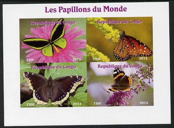 Congo 2013 Butterflies of the World #7 imperf sheetlet containing four values unmounted mint. Note this item is privately produced and is offered purely on its thematic appeal, stamps on butterflies